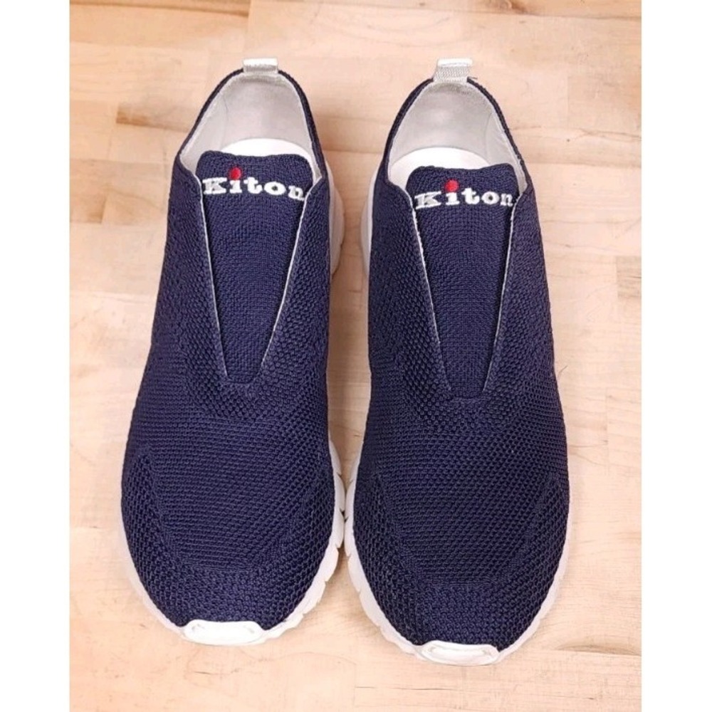 Kiton Blue Knit Sneaker Shoes Slip On US Size 7.5 EU 41.5 Made In Italy - Picture 2 of 8